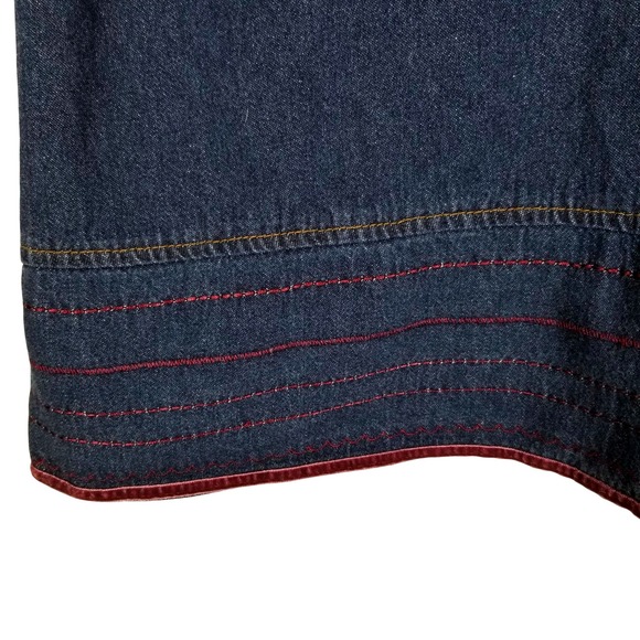 Basic Editions Women's Denim Maxi Skirt Embroidered Flowers Dark Wash Size 12 - Picture 5 of 16